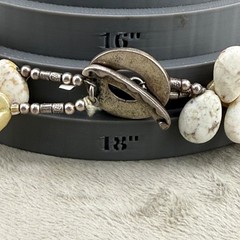 Polished Stone Mother of Pearl Necklace Layered Beaded Boho Surfer Beach 18”