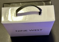 Nine West Signed Rhinestone Crystal Gold Tone Stretchable Bracelet & Earring Set