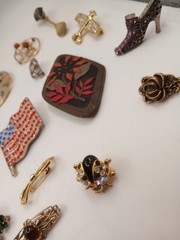 Vintage Jewelry Spoon & Elephant. American Flag. Bumble Bee Brooch. E.T.C.