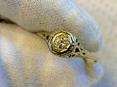 Vtg 18k White Gold Ring 2.29g Fine Jewelry Size 8 Band Clear Round Stone Bezel