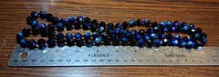 Vintage Black Faceted Glass Bead Strand Necklace 40″ 10mm AB See Pics/Descrip