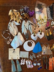 VTG 80s 90s Earrings Lot of 89 Colorful Pierced Shells Cloisonne Enamel Mixed