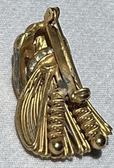 Vintage Gold Tone Spaniel Dog Brooch Pin Rhinestone Collar Wire Fur Figural