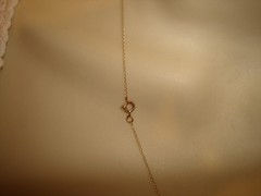 Vtg Delicate 10K Solid Gold Choker Chain Tiny Diamond Pendant Necklace 18.5″ L