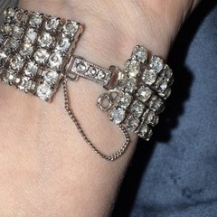 Beautiful vintage GARNE signed 1960s Bracelet 5 Row Tennis 3 Large Stones