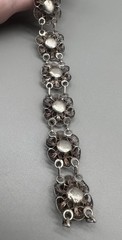 Vintage 800 Silver Filigree Floral Panel Bracelet 7” Ornate European Intricate