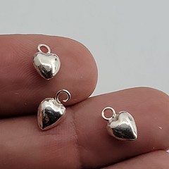 Vintage Sterling Silver Petite Puffy Heart Love Bracelet Charm Pendant Lot Of 3