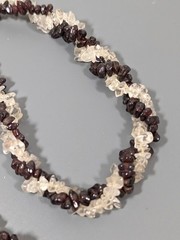 Vintage Red Garnet Clear Rock Crystal Quartz Twist Necklace 26 in