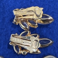 Weiss Signed Gold Tone Clear & AB Rhinestone Leaf Bracelet Earrings Brooch Set
