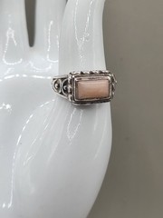 Vtg Pink Agate Sterling Silver 925 Size 6 Ross Simons Scrollwork Ring 6 Grams