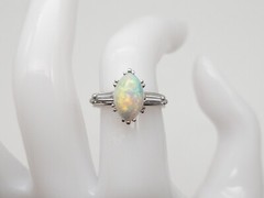 Vintage 1940s $5000 2.30ct Lightning Ridge OPAL Marquis Diamond Platinum Ring
