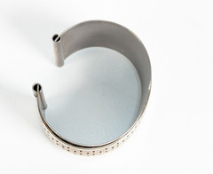 Silver Tone Wide Cuff Bracelet Basket Weave Statement Brutalist Geometric Modern