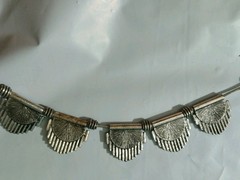 Woman’s Beaded Shield Fan Necklace Southwestern Fringe Green Faux Turquoise