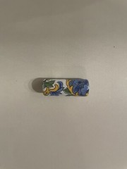 Vintage Italian Ceramic long floral bead white/green/blue/yellow