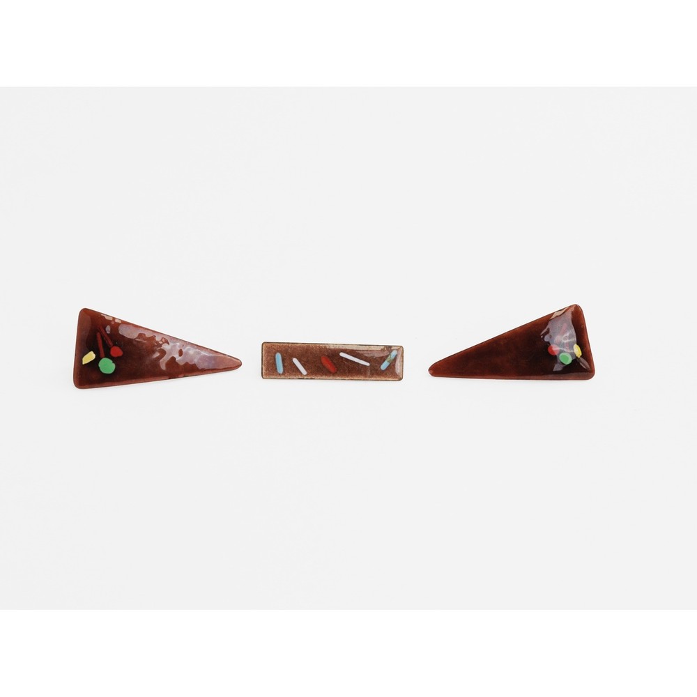 1960s Modern Art Brooch And Earrings Enamel Over Copper Demi-Parure Set