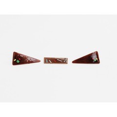 1960s Modern Art Brooch And Earrings Enamel Over Copper Demi-Parure Set