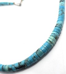 Heishi Turquoise graduated sterling silver Native American vintage necklace
