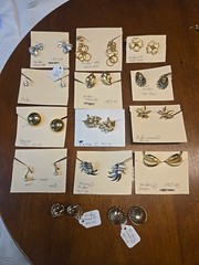 Lot 14 Pairs Vintage TRIFARI Earrings Signed Crown TM 1940s-90s Gold Tone Pearl