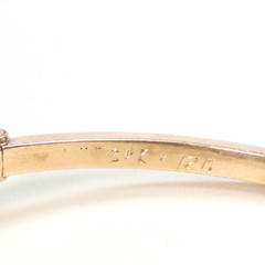 Victorian 3 Leaf Clover Etruscan Bangle Bracelet 20/12K Rose/Green Gold 6.25″