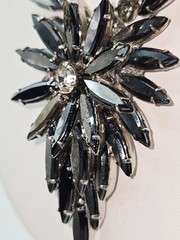VTG Juliana D&E Black Hematite Navette Rhinestone Necklace Book Piece Statement