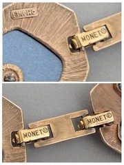 Monet All That Jazz Rose Gold Toned & Blue Necklace Choker Book Piece **READ**