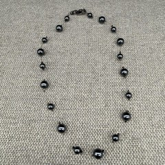 Vintage Carol Lee Necklace Black Imitation Pearl Beaded Choker Signed