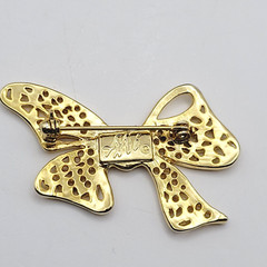 AAI Filigree Bow Jewelry Gold Tone Ribbon Pin Vintage 1990s Brooch Signed