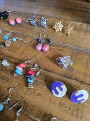 Vtg Retro Costume Lot Of 22 Clip On & Screw Back Rhinestone Earrings