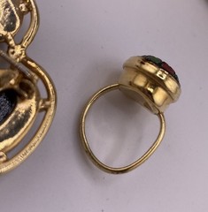 Vintage SARAH COVENTRY Jewelry Light Of The East Brooch Ring & Earrings 1968