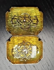 VTG 6 Chunky Amber Gold Chrome Lucite Resin Acrylic Costume Jewelry Pieces