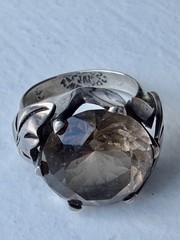 Vintage Sterling Silver Smoky Quartz Crystal Ring Size 7