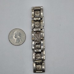 Antique 90% Silver Hand Engraved Panel Bracelet 7.5″ 36G Hand Made Adjustable