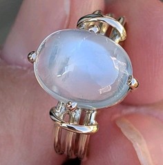 Victorian 10K Rose Gold Ring With Blue Moonstone Sz 8.5