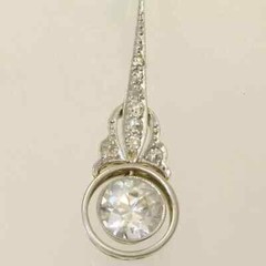 Art Deco Style Round Lab Created Diamond 14K White Gold FN Drop/Dangle Earrings