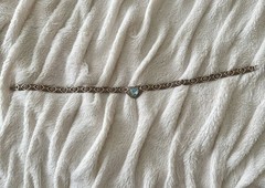 VINTAGE ARTISAN Sterling Silver ANTIQUE MARCASITE Blue TOPAZ HEART LINK Necklace