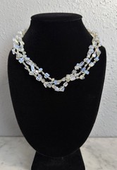 Vintage Opalite Iridescent Glass Stone Bead Multi-Strand Toggle Necklace 17″