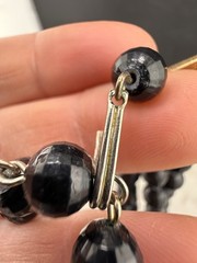 Vintage Black Glass Beaded Layered Necklace 24”