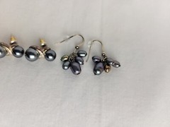 Lovely Carol Lee and Unbranded Gold and Silver Tone Faux Pearl Pierced Earrings