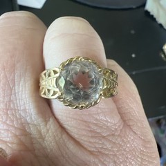 Beautiful 14K Yellow Gold & White Gemstone Ring 5.2 grams Size 8.25 STS