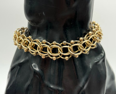 VTG 1/20 12k GF Beaded Double Link 13mm charm bracelet safety chain 6.5″