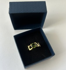 Vintage Green Cubic Zirconia Ring Gold Plated Womens Size 8.5
