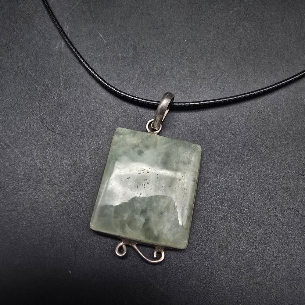 Sterling Silver Prehnite Gemstone Necklace 925