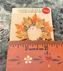 New Vintage Casual Corner Gold Tone Fall Autumn Leaves Brooch Pin Thanksgiving