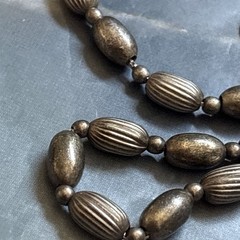 Vintage GI Italy Sterling Silver Corrugated Bead Necklace 16.5 Inches 24.4 Grams