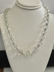 Vintage Graduated Clear Faceted Cut Czech Crystal Bead Strand Necklace 16” Chain