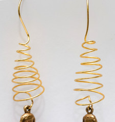 Vintage Gold Tone Egyptian Sarcophagus Dangle Earrings 3 1/8″ L