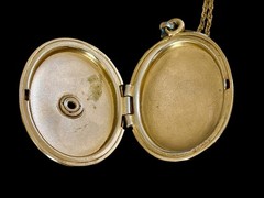 Antique GF Victorian Memorial Photo Locket Cross “With All Our Love” c. 1880s.