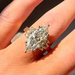 2.30Ct Marquise-Cut EF Lab Grown Diamond Vintage Engagement Ring 14k Yellow Gold