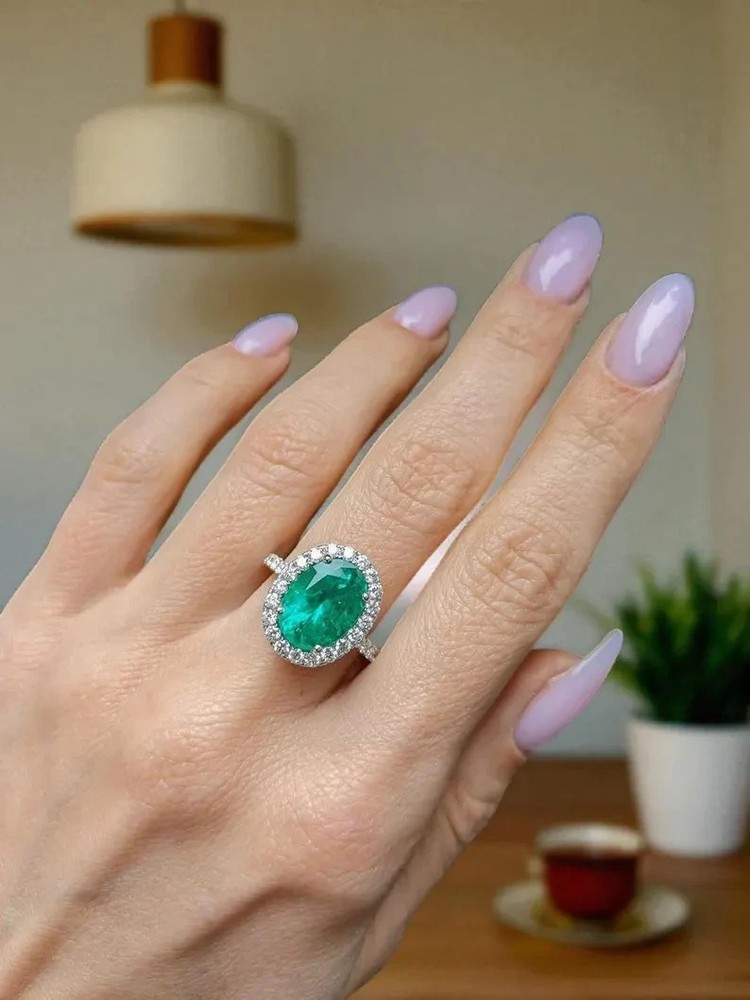 4.80 Ct Natural Emerald Art Deco Vintage Engagement Ring 925 Sterling Silver