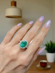 4.80 Ct Natural Emerald Art Deco Vintage Engagement Ring 925 Sterling Silver